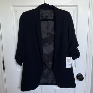 NWT Zara Black Blazer 3/4 Sleeves Silver Detailing